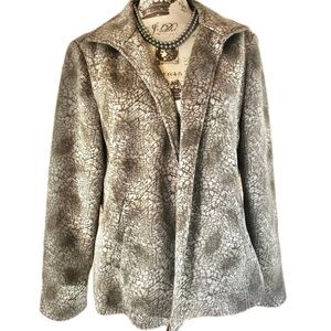 Chico's Wild Animal Instinct Scuba Shiitaki Open Front Jacket Size Large New